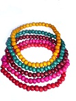 Colliers de grosses perles en bois couleur uni